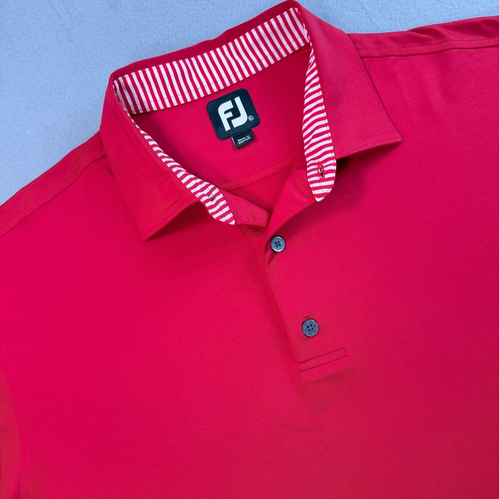 FootJoy Red Golf Polo Shirt Mens XL Lochmoor Club Moisture Wicking Performance